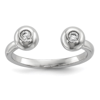 Sterlingsilber Rhodiniert Poliert Zirkonia Verstellbar Manschette Ring