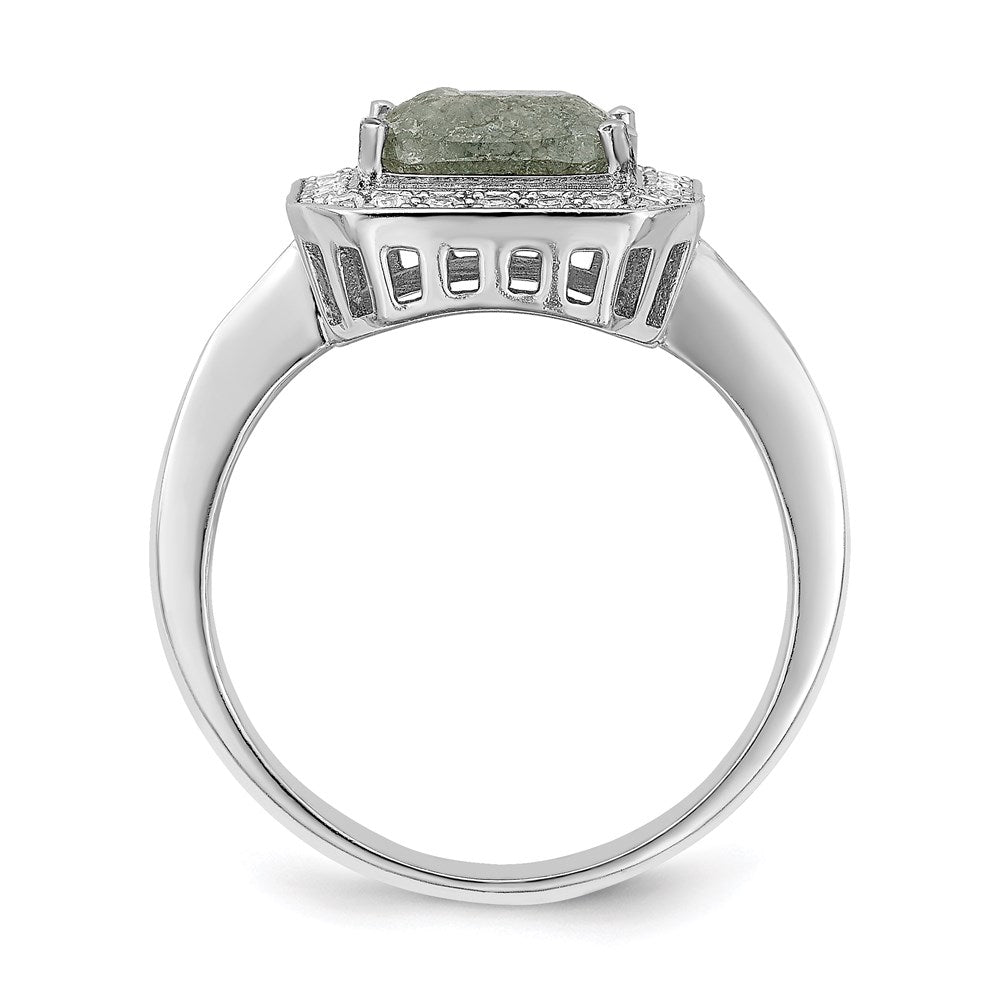 Sterlingsilber Rhodiniert Dunkel Gray Eis Zirkonia Poliert Ring