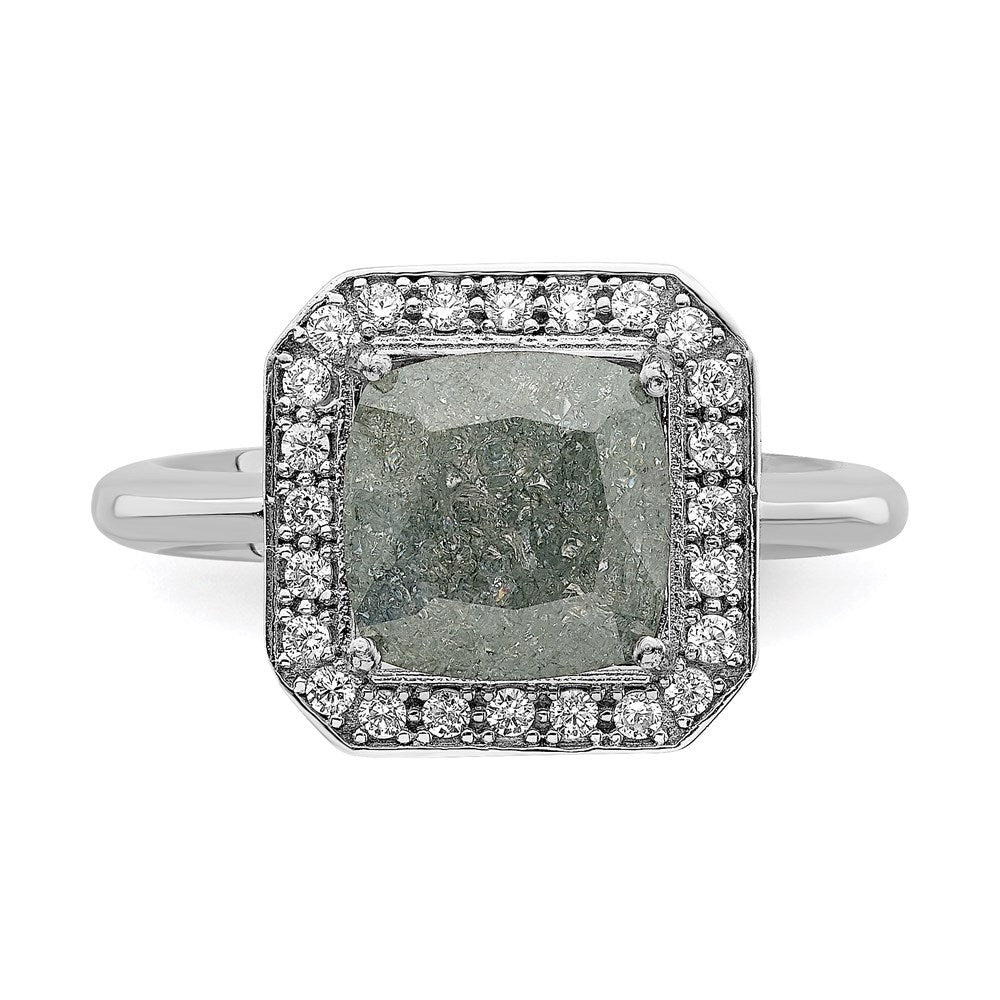 Sterlingsilber Rhodiniert Dunkel Gray Eis Zirkonia Poliert Ring
