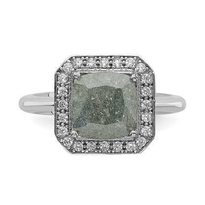 Sterlingsilber Rhodiniert Dunkel Gray Eis Zirkonia Poliert Ring