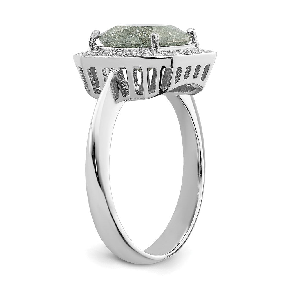 Sterlingsilber Rhodiniert Dunkel Gray Eis Zirkonia Poliert Ring