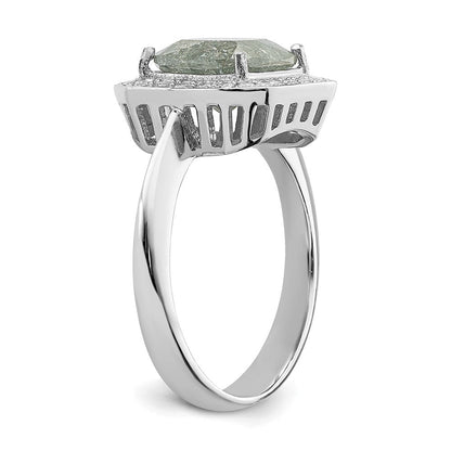 Sterlingsilber Rhodiniert Dunkel Gray Eis Zirkonia Poliert Ring