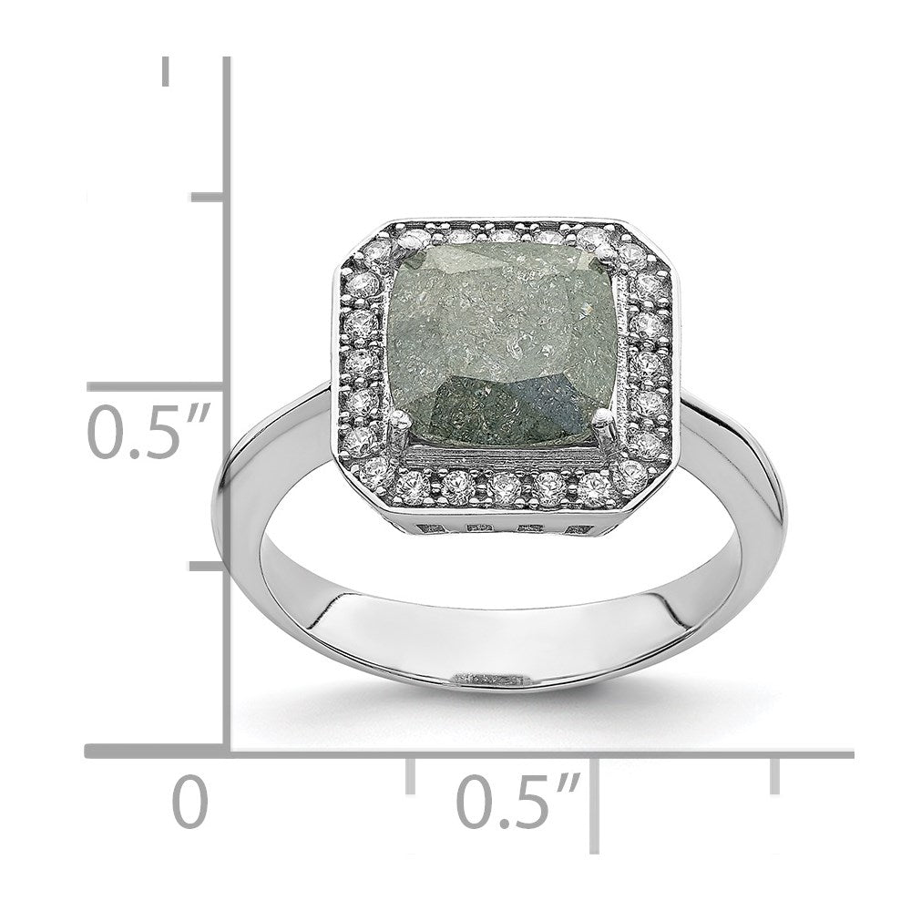 Sterlingsilber Rhodiniert Dunkel Gray Eis Zirkonia Poliert Ring