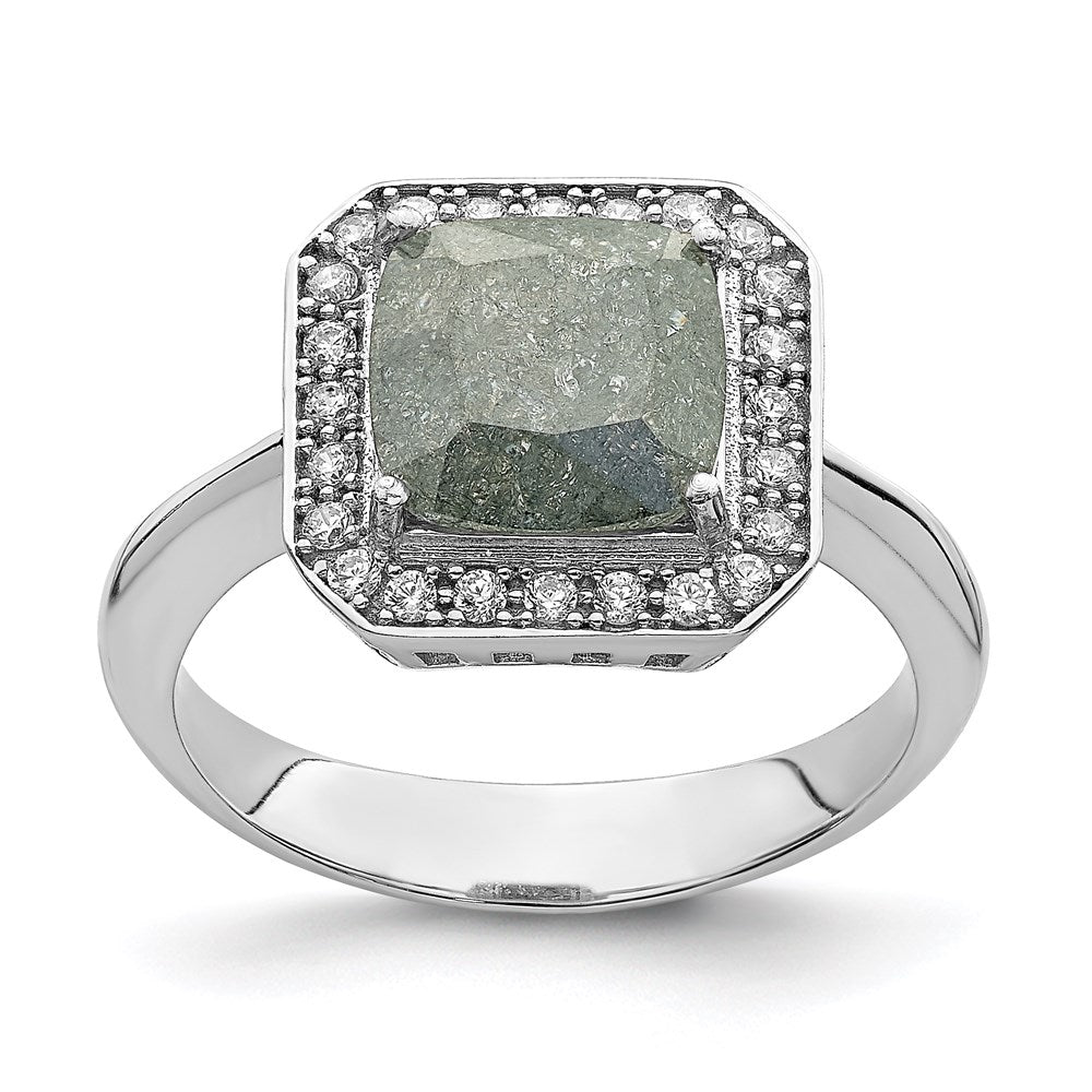 Sterlingsilber Rhodiniert Dunkel Gray Eis Zirkonia Poliert Ring