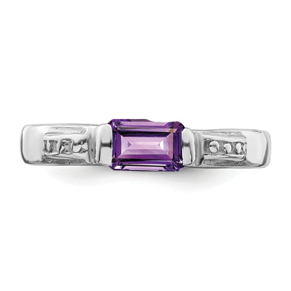 Sterlingsilber Rhodiniert Amethyst Ring