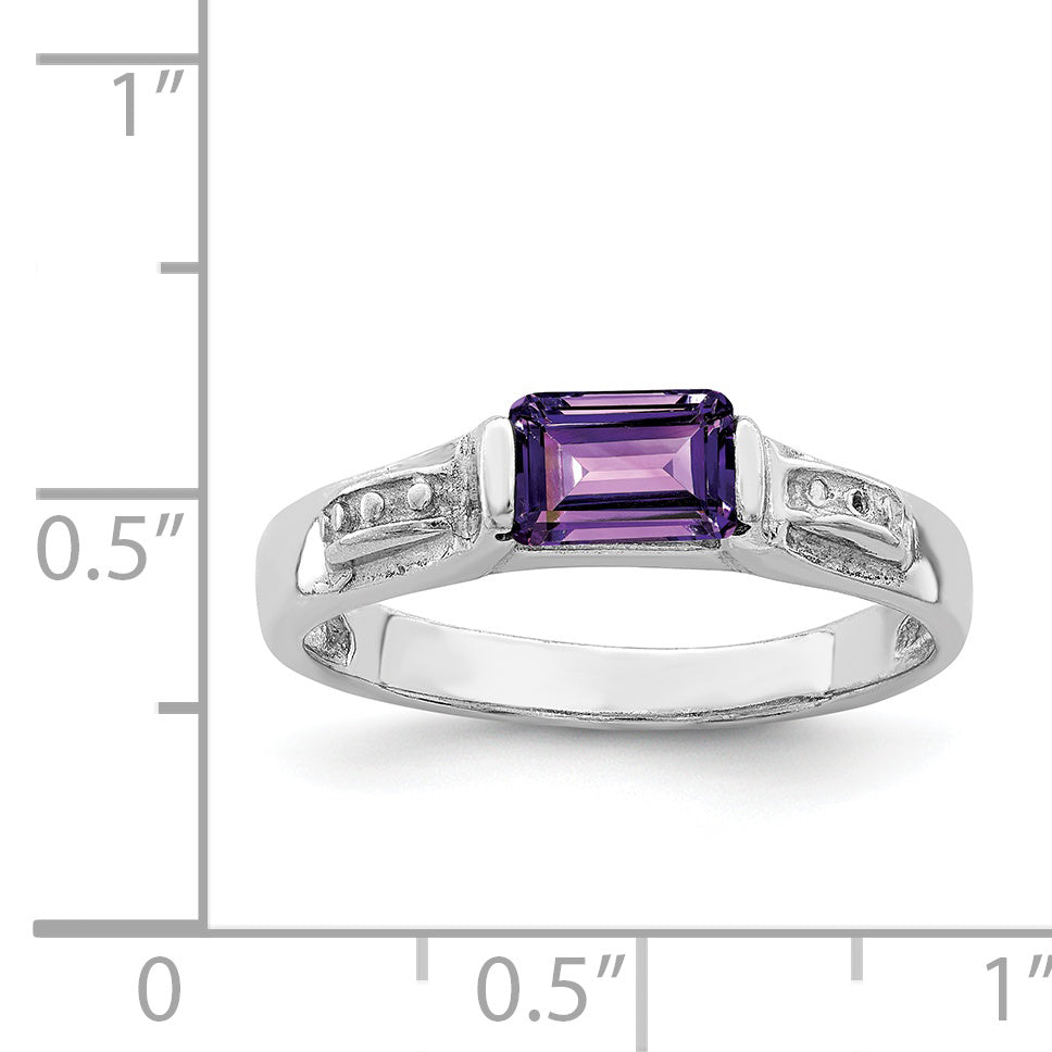Sterlingsilber Rhodiniert Amethyst Ring