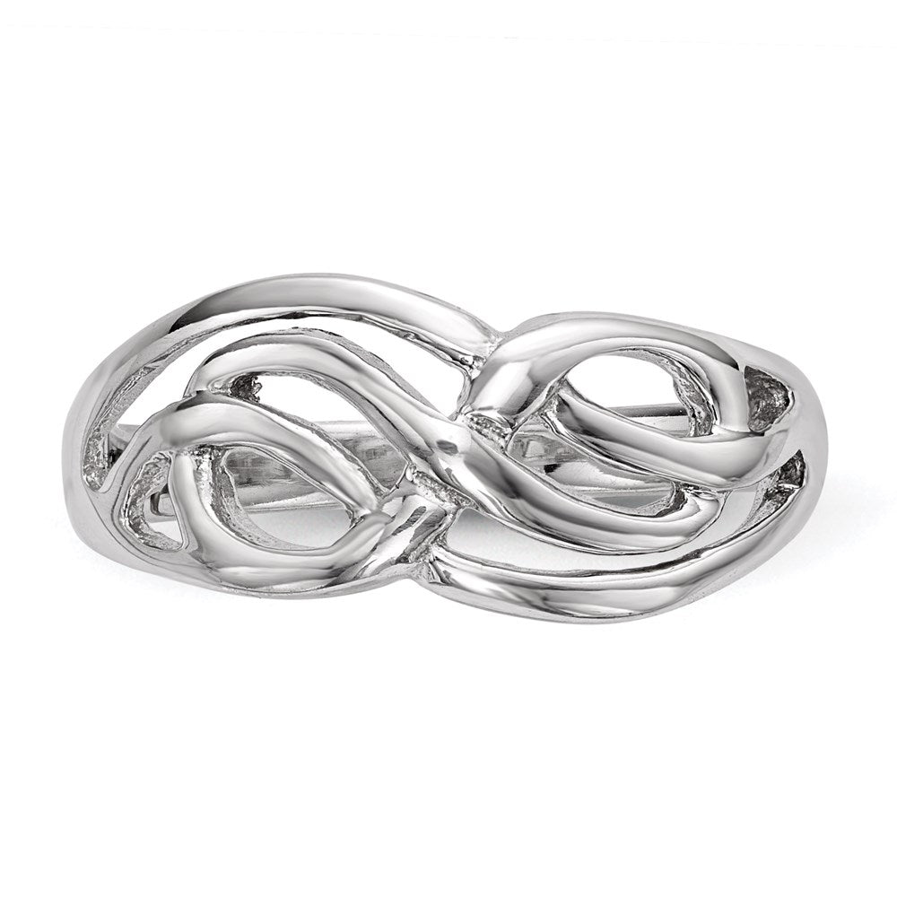 Sterlingsilber Rhodiniert Poliert Unendlichkeit Ring (size 6 Nur)