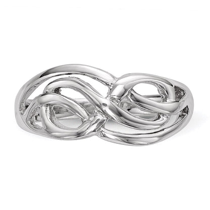 Sterlingsilber Rhodiniert Poliert Unendlichkeit Ring (size 6 Nur)