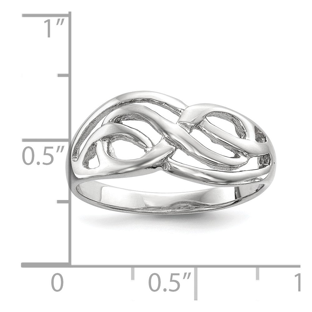 Sterlingsilber Rhodiniert Poliert Unendlichkeit Ring (size 6 Nur)