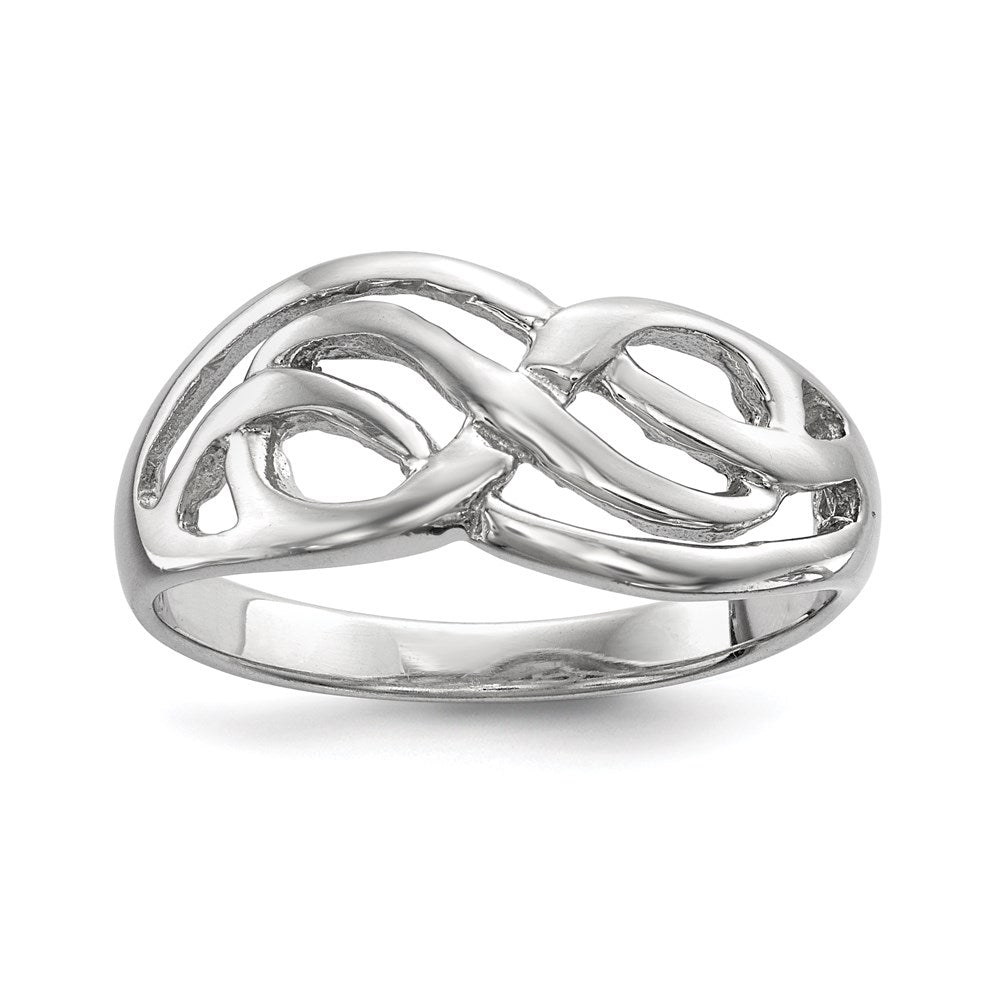 Sterlingsilber Rhodiniert Poliert Unendlichkeit Ring (size 6 Nur)