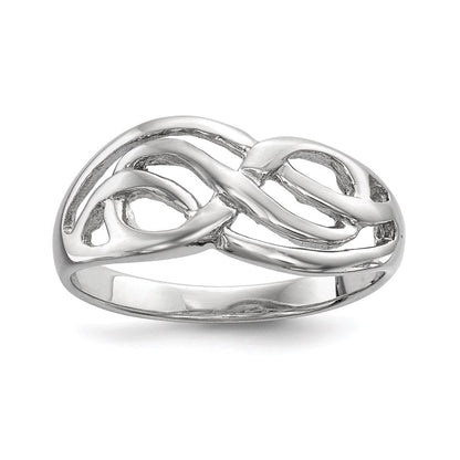 Sterlingsilber Rhodiniert Poliert Unendlichkeit Ring (size 6 Nur)
