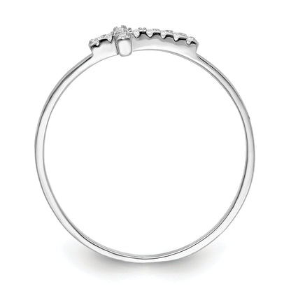 Sterlingsilber Rhodiniert Zirkonia Seite Kreuz Poliert Ring