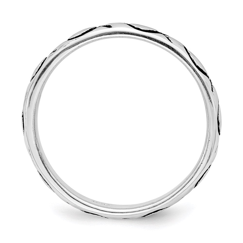 Sterlingsilber Rhodiniert Poliert Antikisiert Ichthus Ring