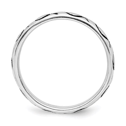 Sterlingsilber Rhodiniert Poliert Antikisiert Ichthus Ring