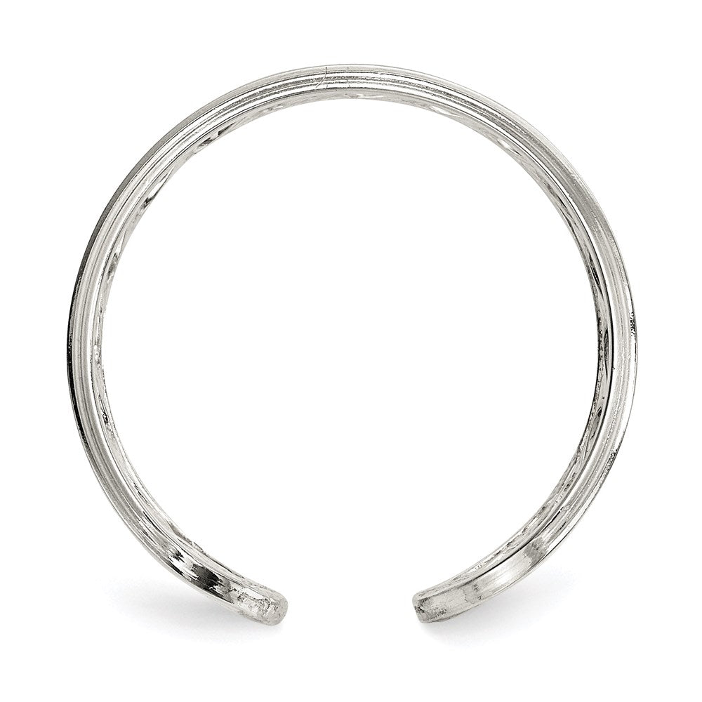 Sterlingsilber Poliert Gedreht Stab Mittig Verstellbar Manschette Ring