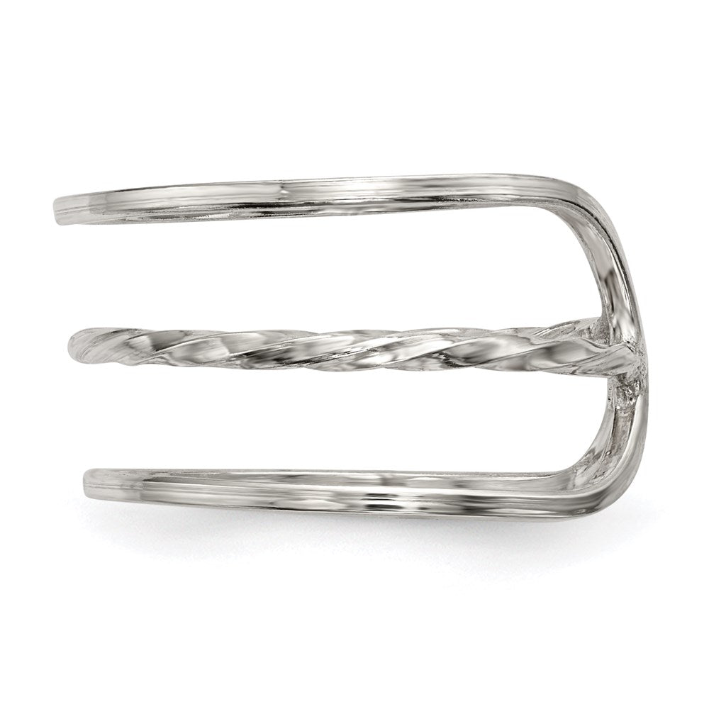 Sterlingsilber Poliert Gedreht Stab Mittig Verstellbar Manschette Ring