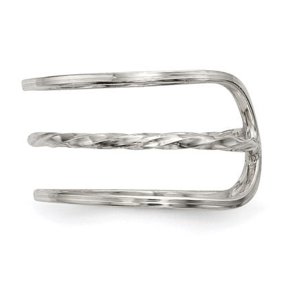 Sterlingsilber Poliert Gedreht Stab Mittig Verstellbar Manschette Ring
