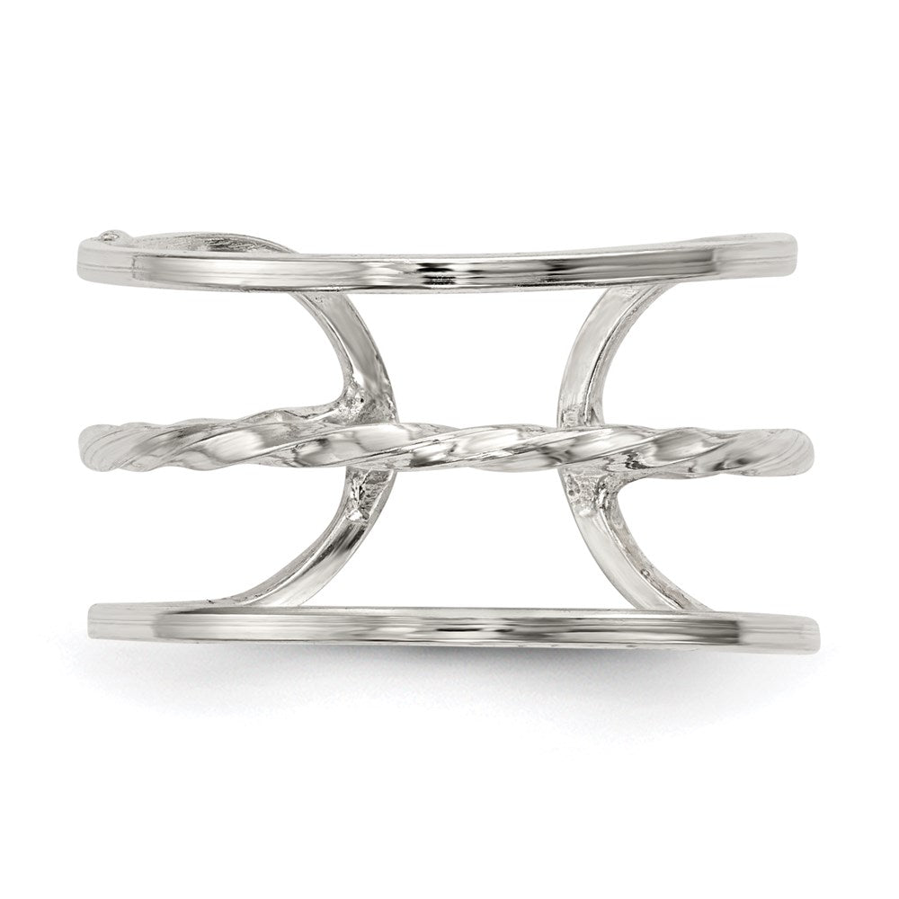 Sterlingsilber Poliert Gedreht Stab Mittig Verstellbar Manschette Ring
