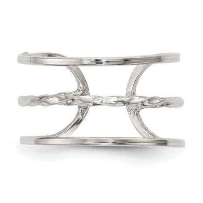 Sterlingsilber Poliert Gedreht Stab Mittig Verstellbar Manschette Ring