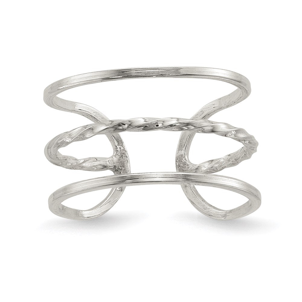 Sterlingsilber Poliert Gedreht Stab Mittig Verstellbar Manschette Ring