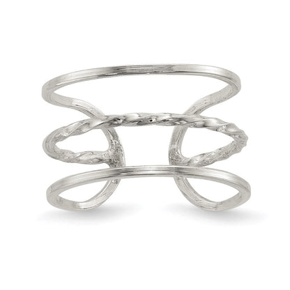 Sterlingsilber Poliert Gedreht Stab Mittig Verstellbar Manschette Ring