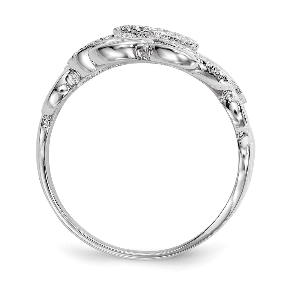 Sterlingsilber Rhodiniert Poliert & Strukturiert Kreise Ring