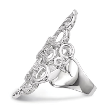 Sterlingsilber Rhodiniert Poliert & Strukturiert Kreise Ring