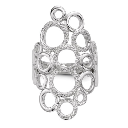 Sterlingsilber Rhodiniert Poliert & Strukturiert Kreise Ring