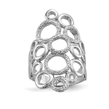 Sterlingsilber Rhodiniert Poliert & Strukturiert Kreise Ring