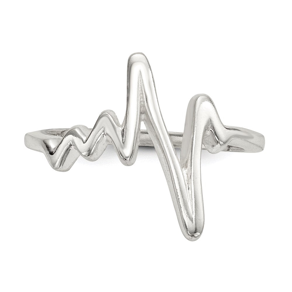 Sterlingsilber Poliert Fantasie Heartbeat Ring