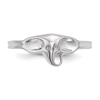Sterlingsilber Rhodiniert Poliert Elefant Ring