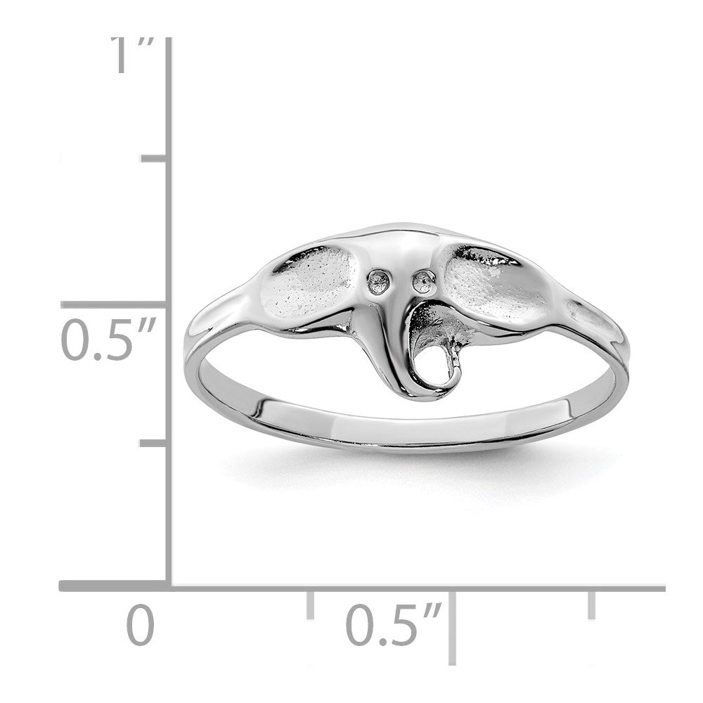 Sterlingsilber Rhodiniert Poliert Elefant Ring