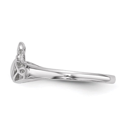 Sterlingsilber Rhodiniert Poliert Claddagh Ring