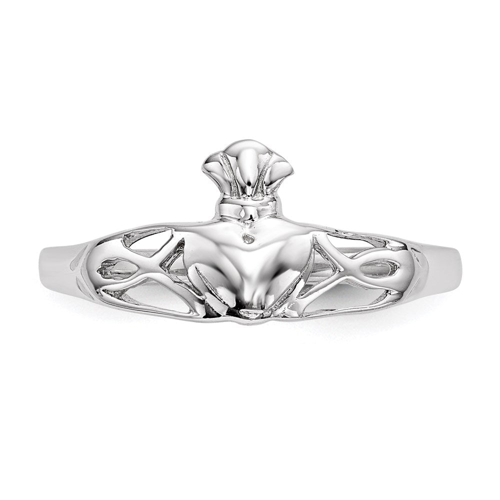 Sterlingsilber Rhodiniert Poliert Claddagh Ring