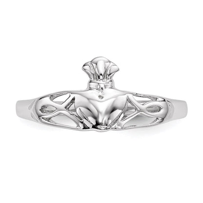 Sterlingsilber Rhodiniert Poliert Claddagh Ring