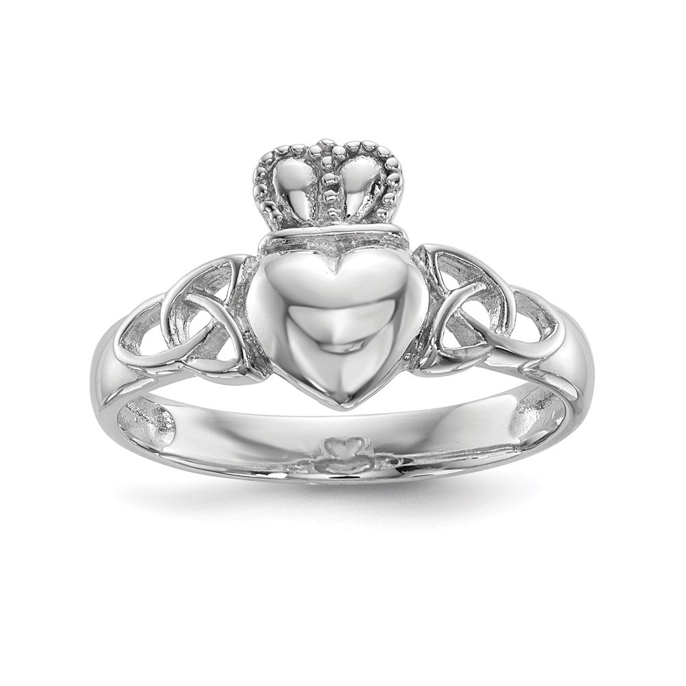 Sterlingsilber Rhodiniert Poliert Claddagh Ring
