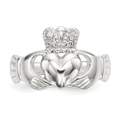 Sterlingsilber Poliert Zirkonia Claddagh Ring