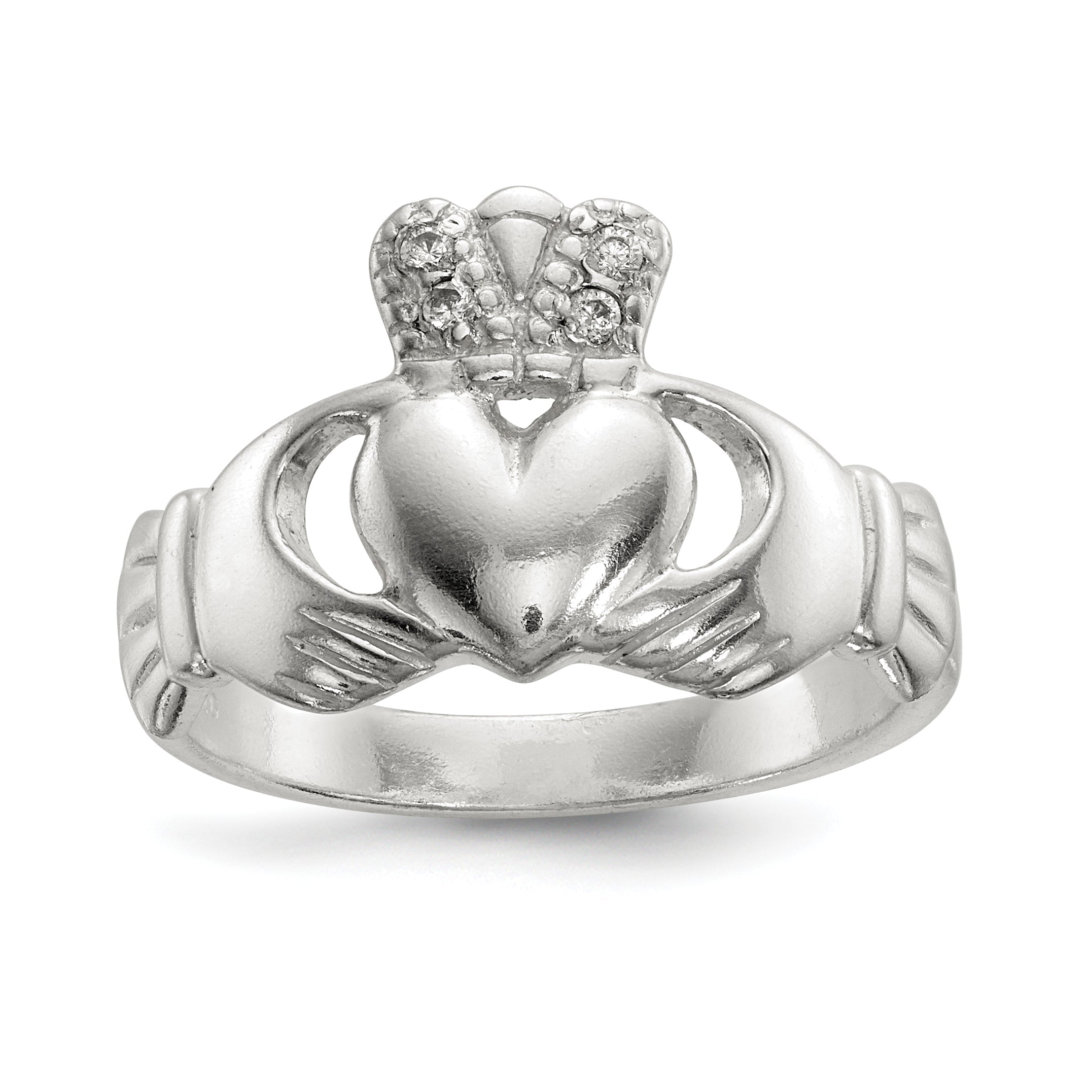 Sterlingsilber Poliert Zirkonia Claddagh Ring