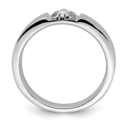 Sterlingsilber Rhodiniert Poliert Fleur Dis Lis Ring