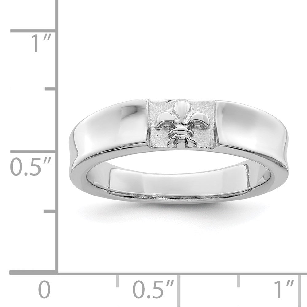 Sterlingsilber Rhodiniert Poliert Fleur Dis Lis Ring