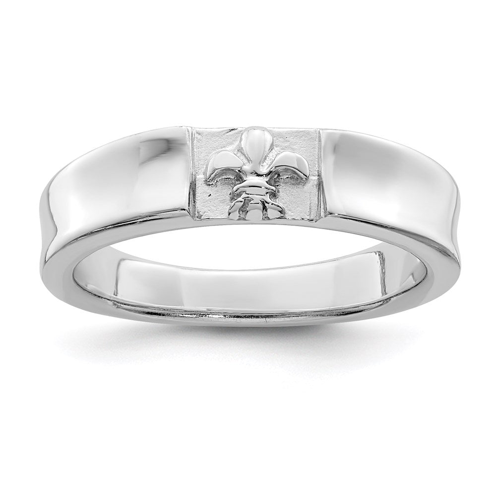Sterlingsilber Rhodiniert Poliert Fleur Dis Lis Ring