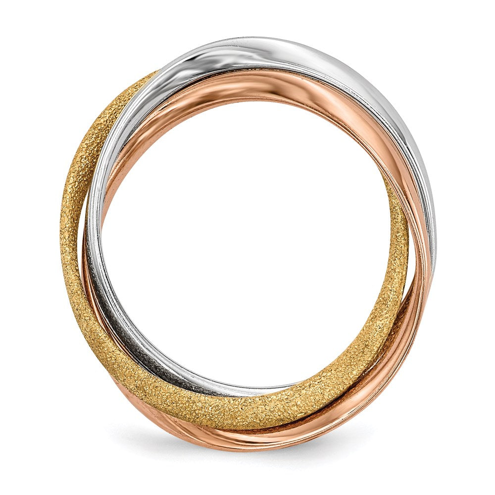 Sterlingsilber Rhodium Gold & Roségoldbeschichtet Intertwined Ring