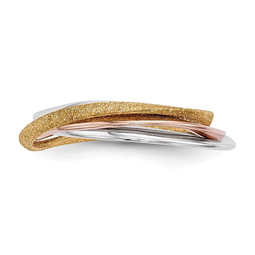 Sterlingsilber Rhodium Gold & Roségoldbeschichtet Intertwined Ring
