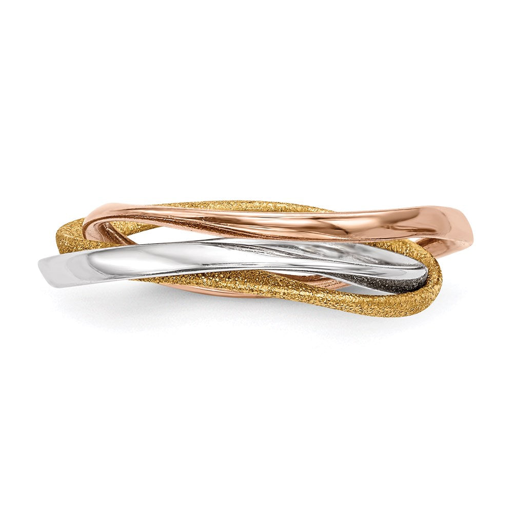 Sterlingsilber Rhodium Gold & Roségoldbeschichtet Intertwined Ring
