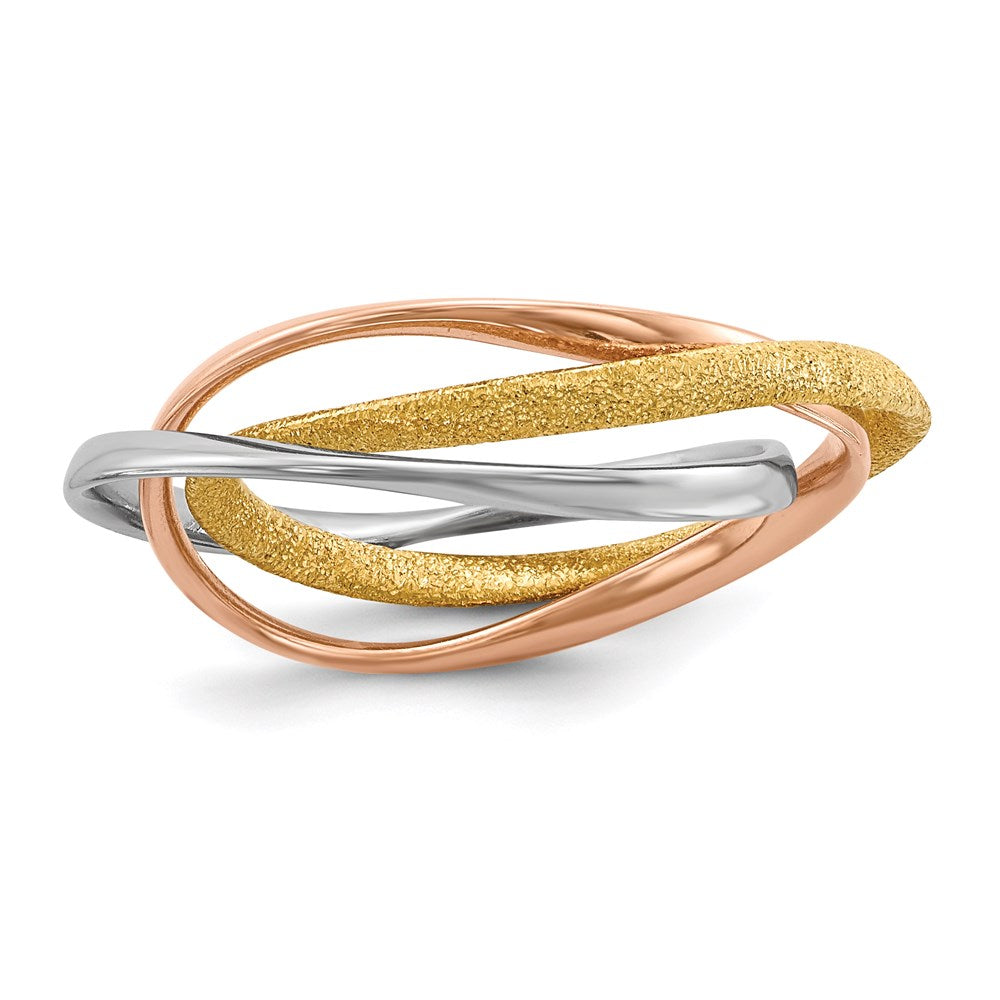 Sterlingsilber Rhodium Gold & Roségoldbeschichtet Intertwined Ring