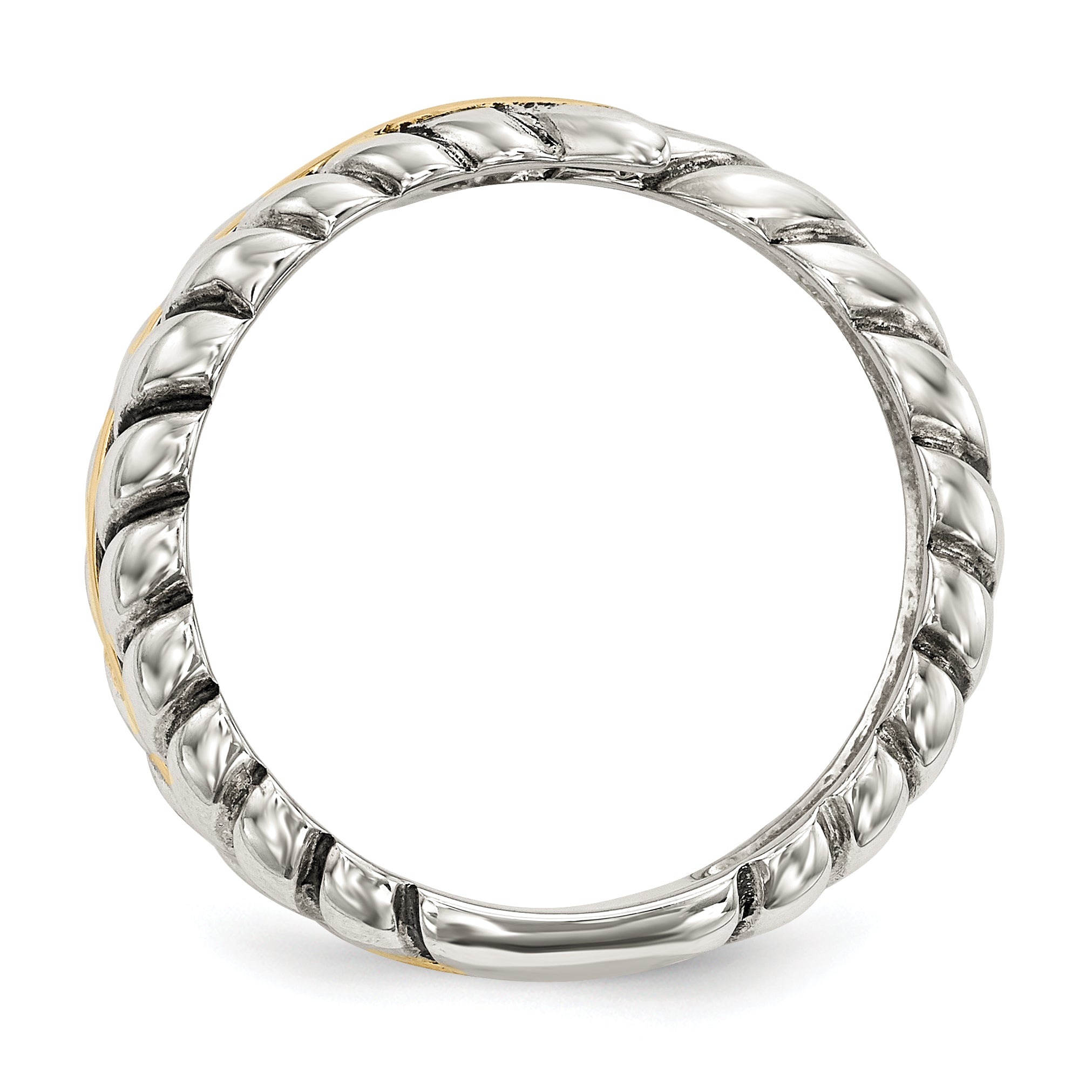Silber/14K Bicolor Sterlingsilber 14K Antikisiert Leaves Bypass Ring