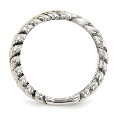 Silber/14K Bicolor Sterlingsilber 14K Antikisiert Leaves Bypass Ring