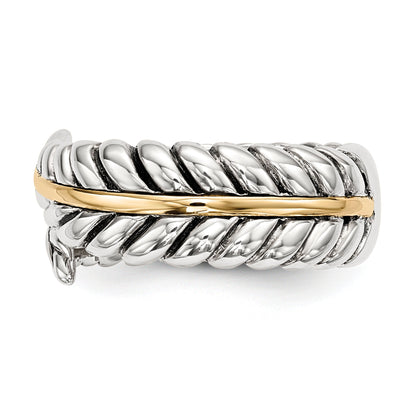 Silber/14K Bicolor Sterlingsilber 14K Antikisiert Leaves Bypass Ring