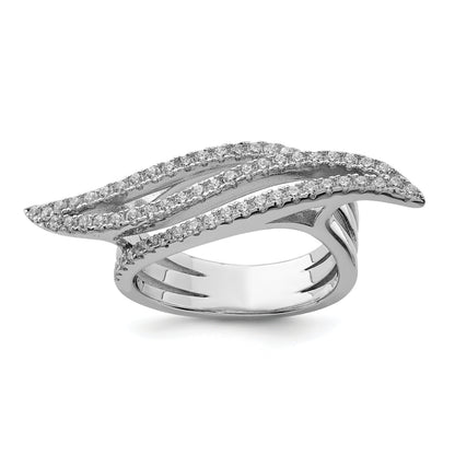 Sterlingsilber Rein Feuer Rhodiniert Zirkonia Ring