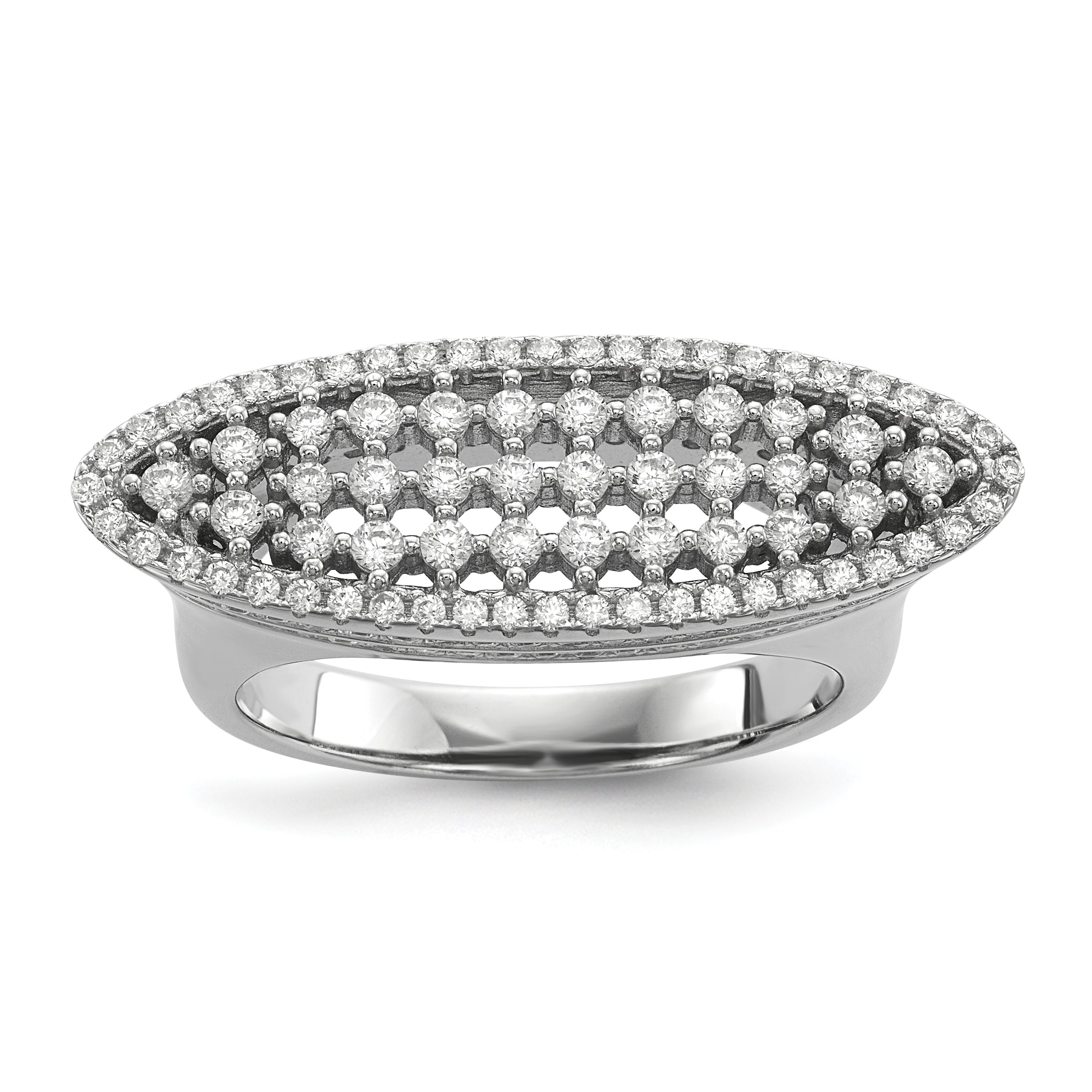 Sterlingsilber Rein Feuer Rhodiniert Zirkonia Ring